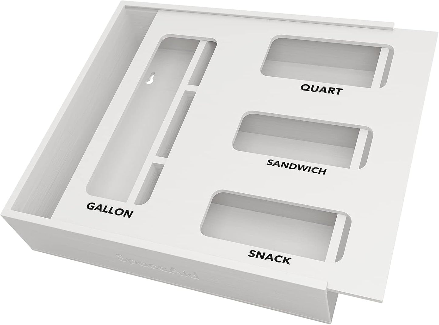 SpaceAid Bamboo Food Storage Bag Organizer with Labels – 4 Slot Drawer Box