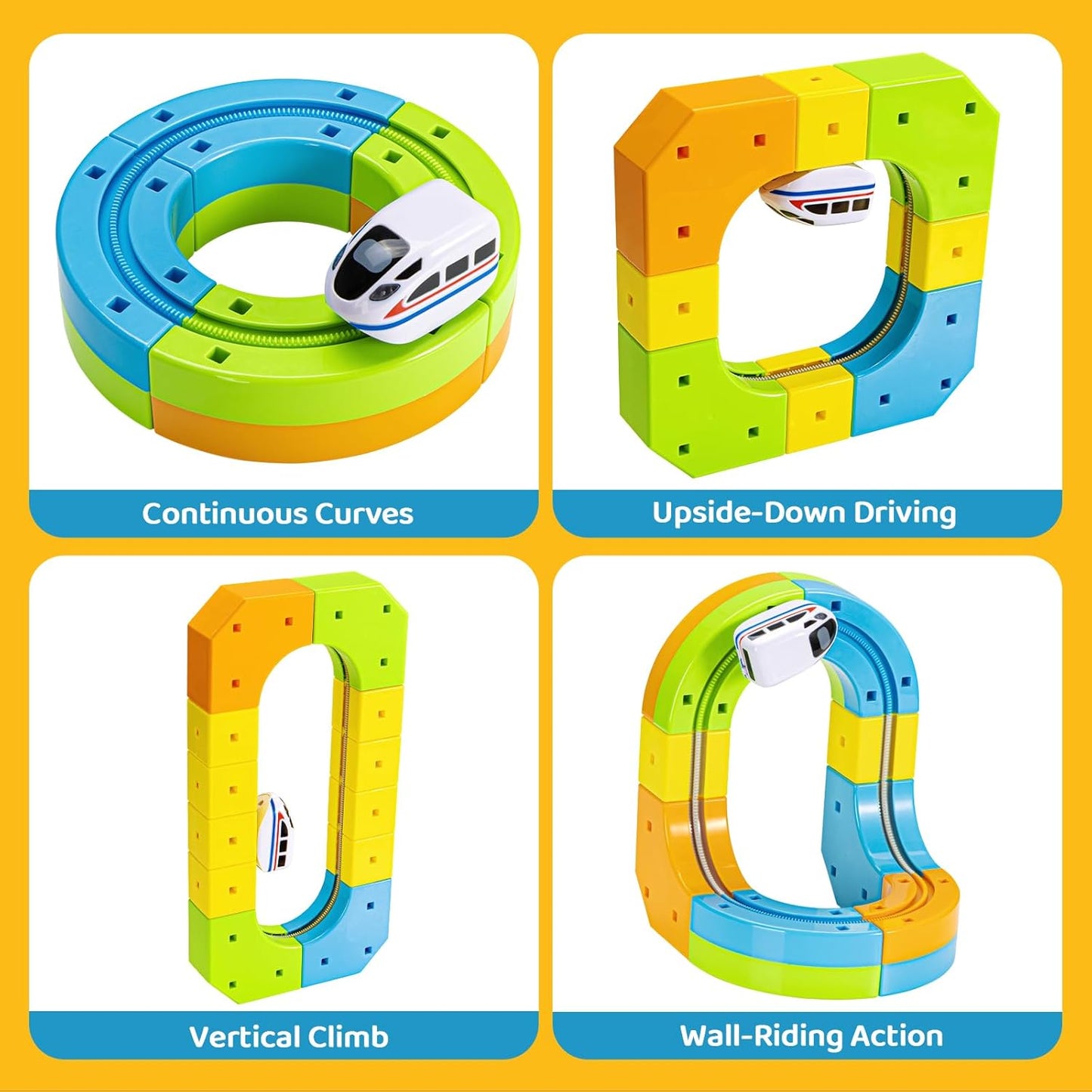 Toys Anti-Gravity Train Set – Modular 3D Race Track with Rechargeable Train