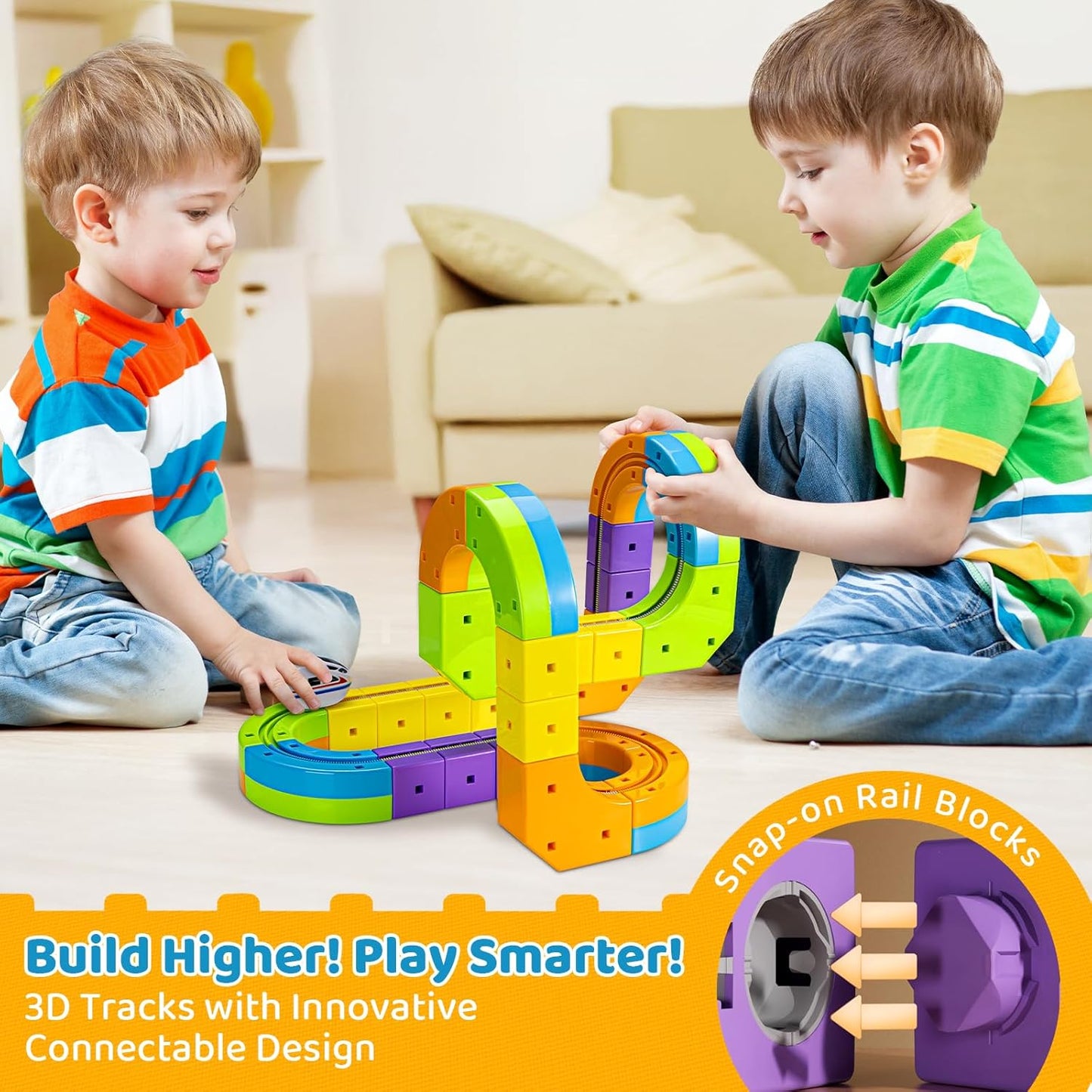 Toys Anti-Gravity Train Set – Modular 3D Race Track with Rechargeable Train