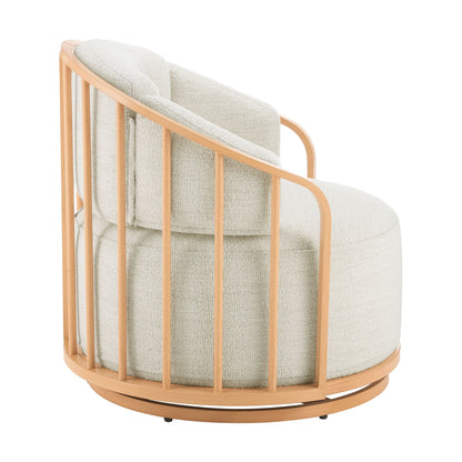 Better Homes & Gardens Lillian Swivel Birdcage Accent Chair, Cream Linen