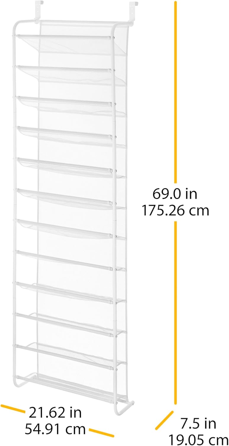 Whitmor Mesh  Metal Over-the-Door Shoe Organizer – 36 Pair Capacity