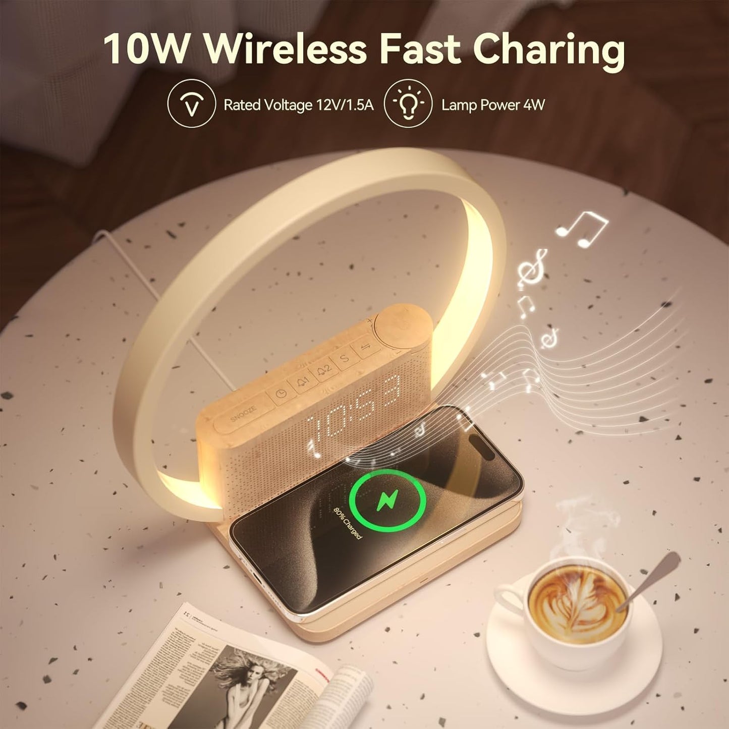 Vivilumens Multifunctional Sunrise Alarm Clock with Wireless Charging