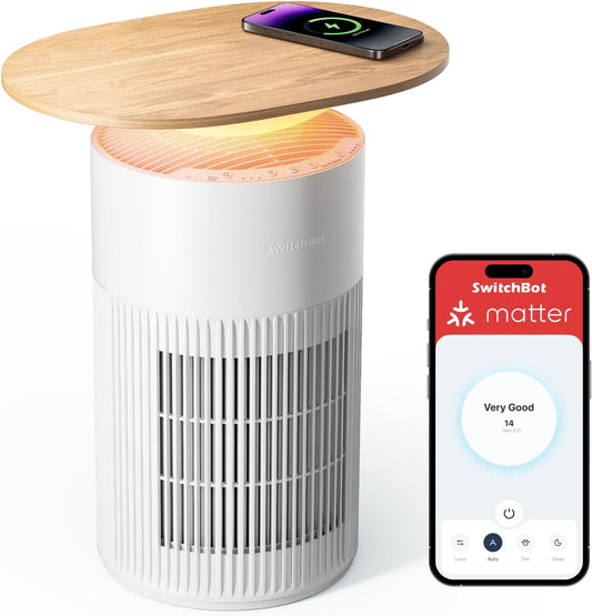 4-in-1 Smart Air Purifier Table with Wireless Charging & Ambient Light