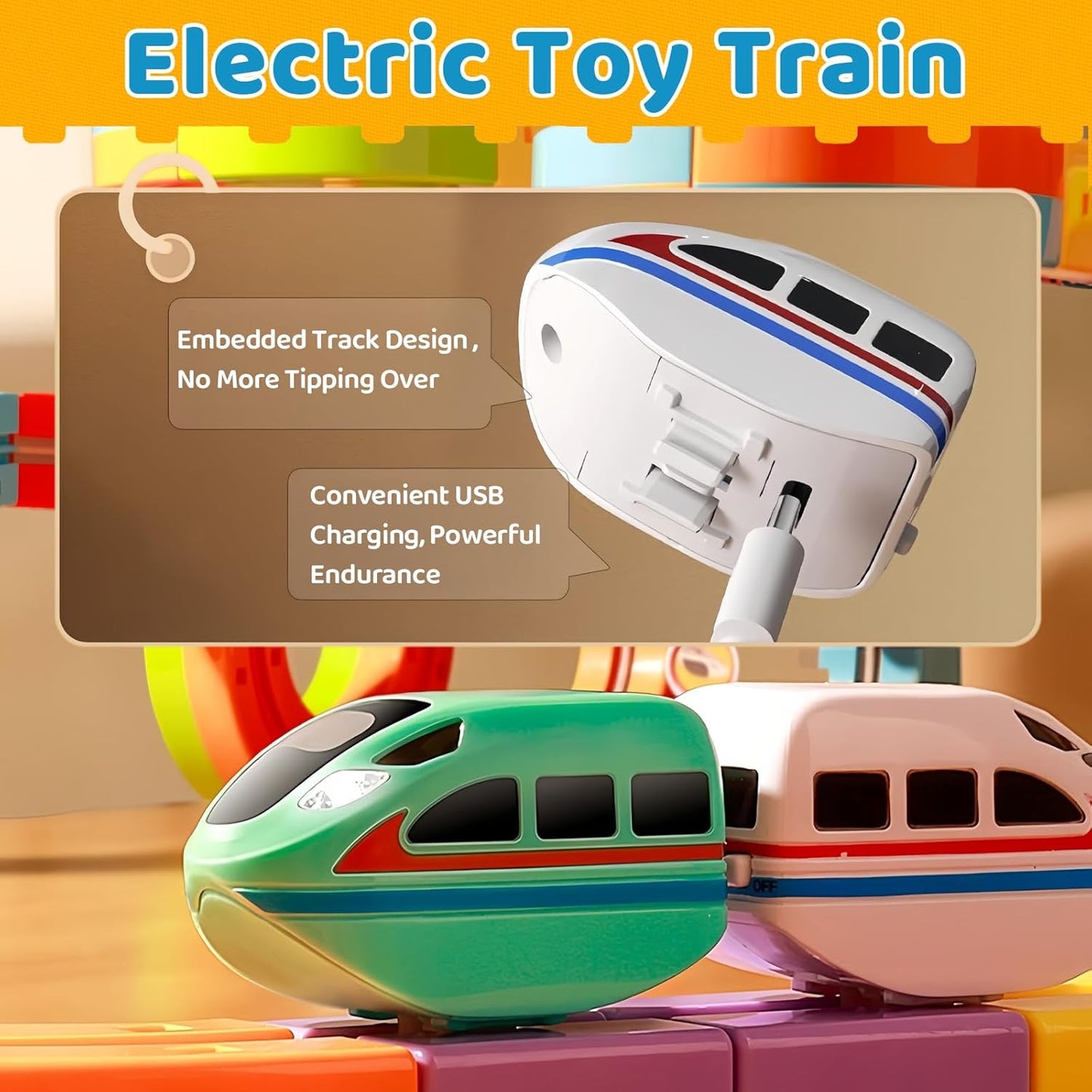 Toys Anti-Gravity Train Set – Modular 3D Race Track with Rechargeable Train
