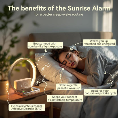Vivilumens Multifunctional Sunrise Alarm Clock with Wireless Charging