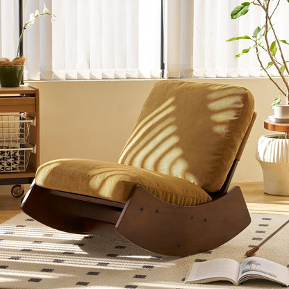 Glider Rocking Chair with Corduroy Upholstery & Solid Wood Frame