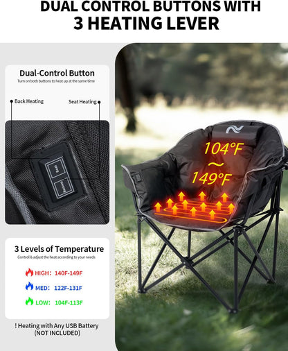 Heated Camping Chair – Oversized Moon Saucer Seat