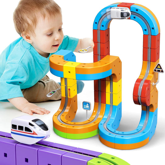 Toys Anti-Gravity Train Set – Modular 3D Race Track with Rechargeable Train