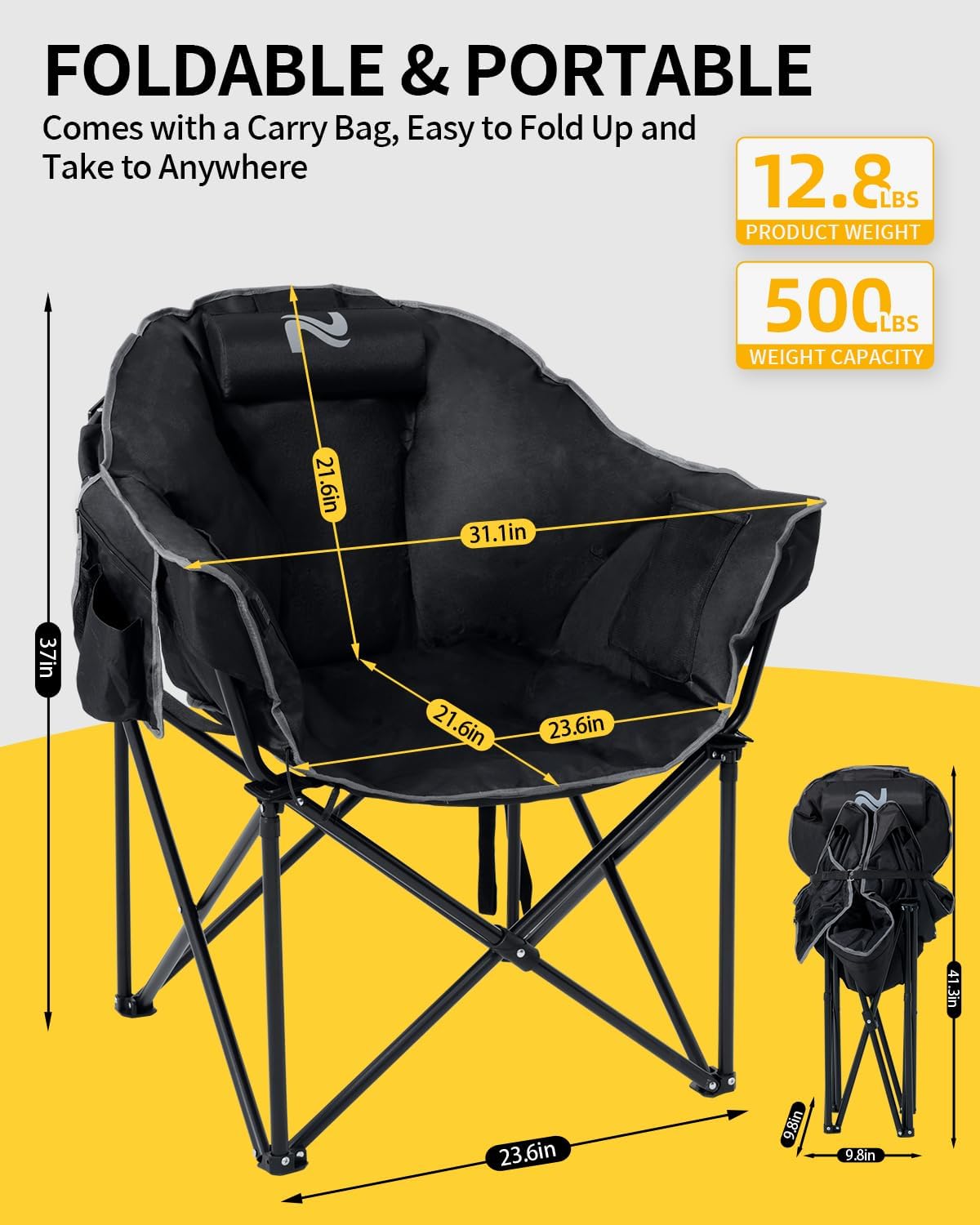 Heated Camping Chair – Oversized Moon Saucer Seat