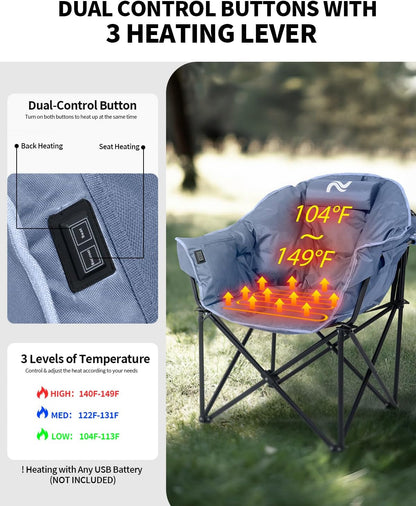 Heated Camping Chair – Oversized Moon Saucer Seat