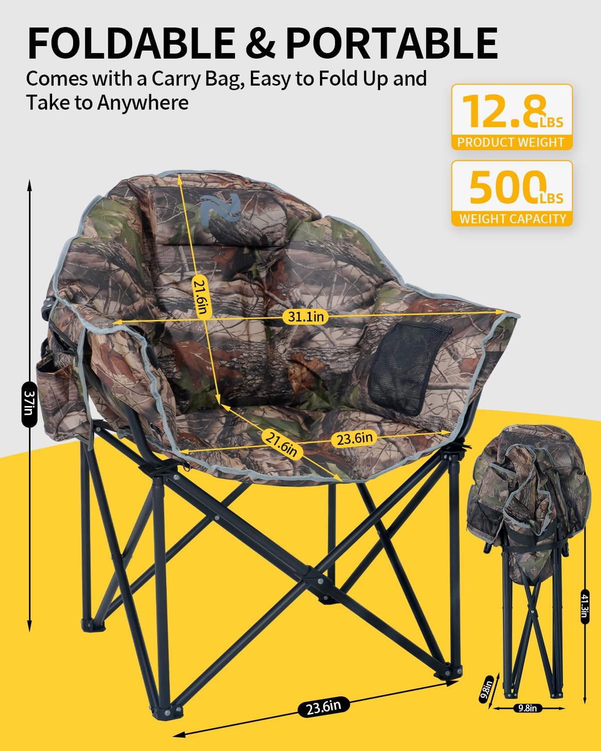 Heated Camping Chair – Oversized Moon Saucer Seat
