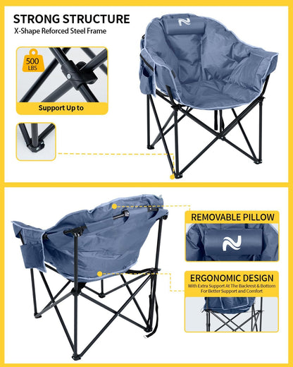 Heated Camping Chair – Oversized Moon Saucer Seat
