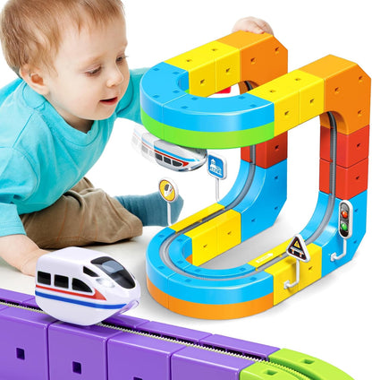 Toys Anti-Gravity Train Set – Modular 3D Race Track with Rechargeable Train