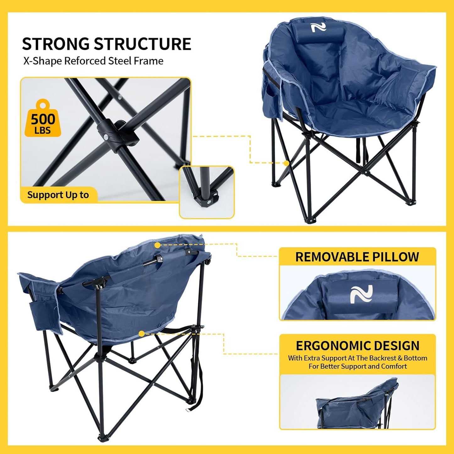 Heated Camping Chair – Oversized Moon Saucer Seat