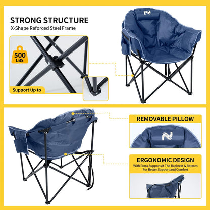 Heated Camping Chair – Oversized Moon Saucer Seat