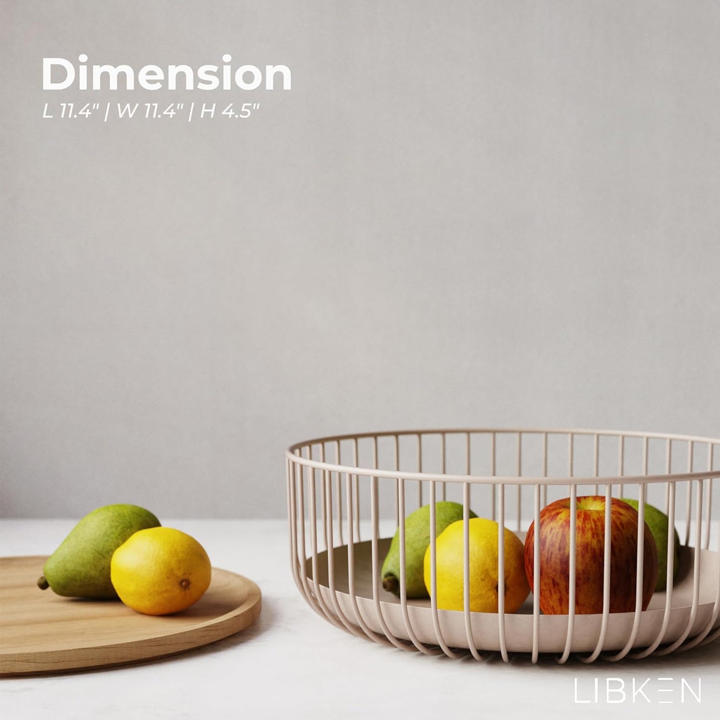 LIBKEN Black Fruit Basket with Wooden Lid – Multi-Purpose Storage Bowl