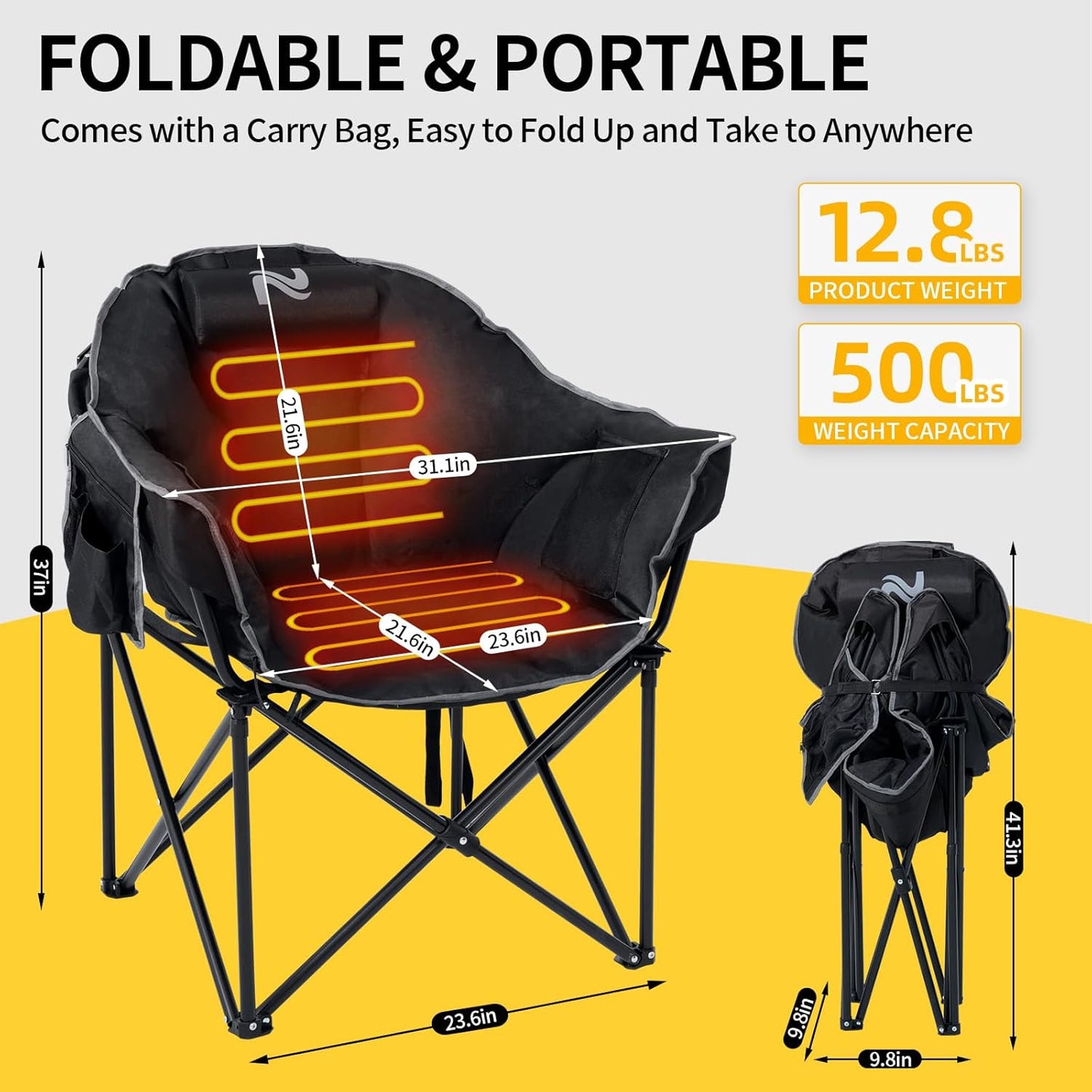 Heated Camping Chair – Oversized Moon Saucer Seat