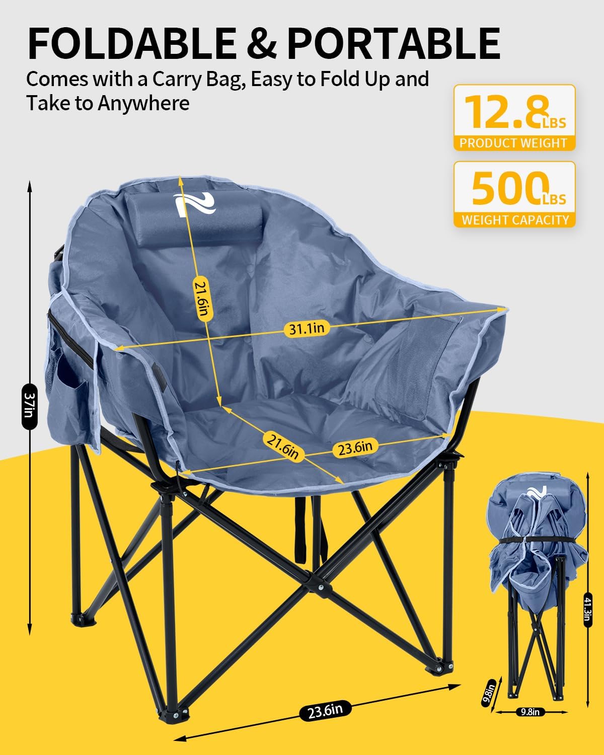 Heated Camping Chair – Oversized Moon Saucer Seat