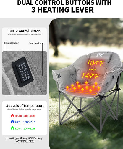 Heated Camping Chair – Oversized Moon Saucer Seat