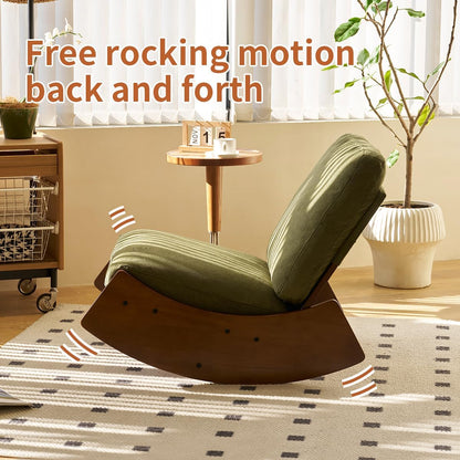 Glider Rocking Chair with Corduroy Upholstery & Solid Wood Frame