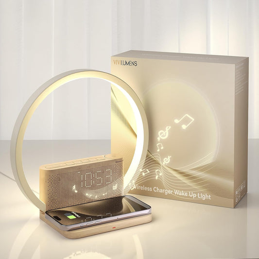 Vivilumens Multifunctional Sunrise Alarm Clock with Wireless Charging