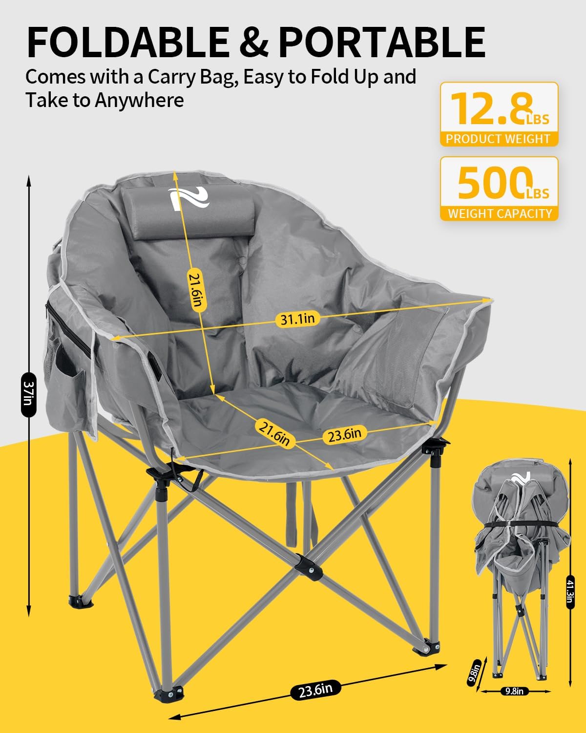Heated Camping Chair – Oversized Moon Saucer Seat