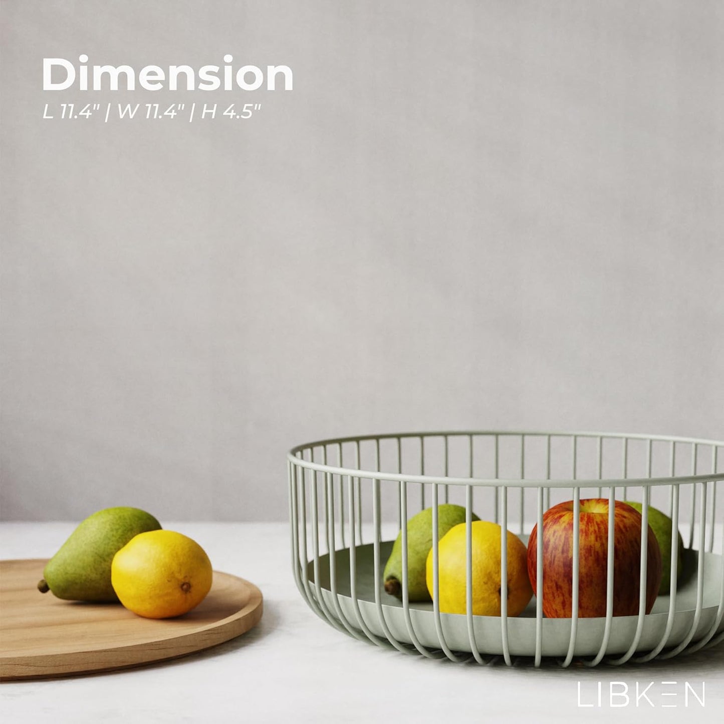 LIBKEN Black Fruit Basket with Wooden Lid – Multi-Purpose Storage Bowl