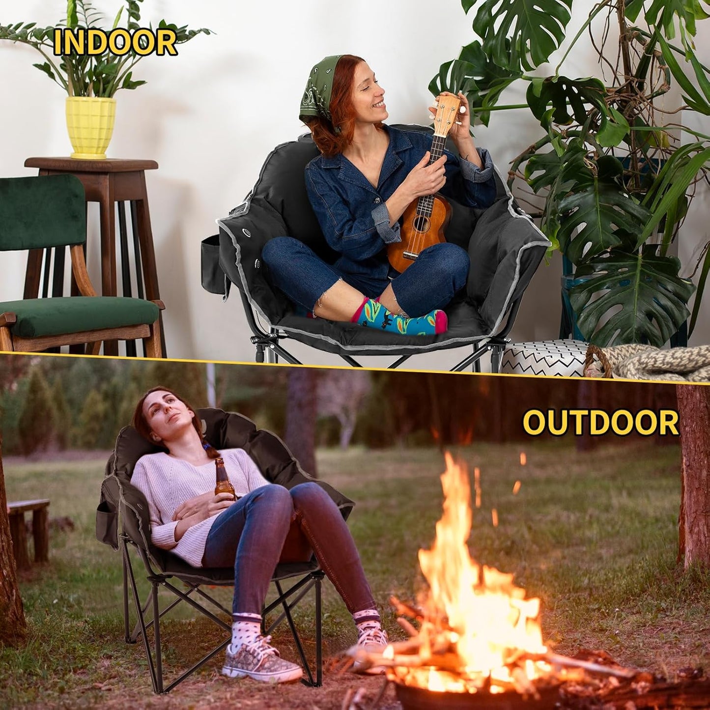 Heated Camping Chair – Oversized Moon Saucer Seat