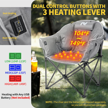 Heated Camping Chair – Oversized Moon Saucer Seat