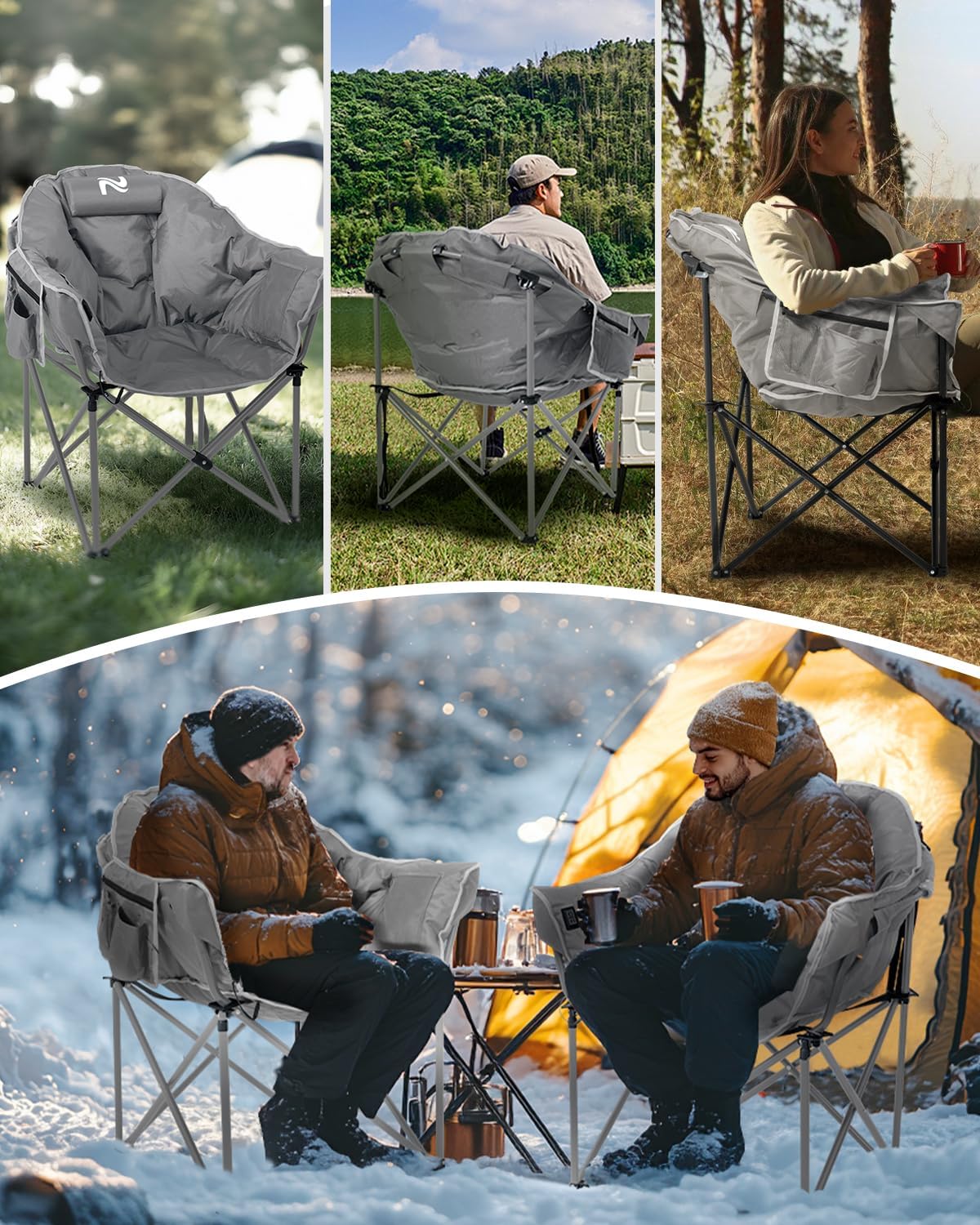 Heated Camping Chair – Oversized Moon Saucer Seat