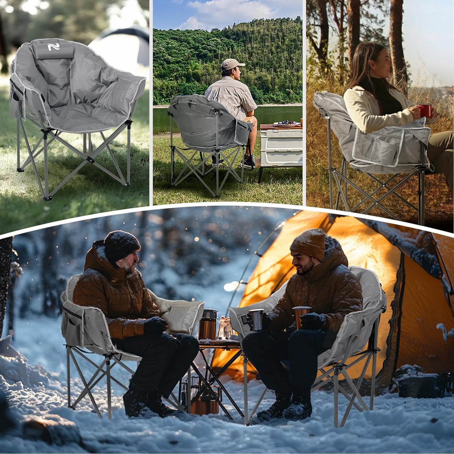 Heated Camping Chair – Oversized Moon Saucer Seat