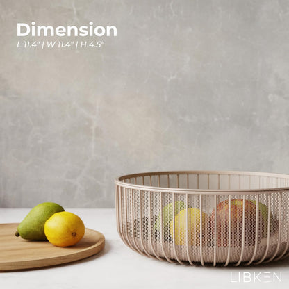 LIBKEN Black Fruit Basket with Wooden Lid – Multi-Purpose Storage Bowl