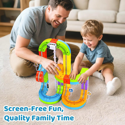Toys Anti-Gravity Train Set – Modular 3D Race Track with Rechargeable Train