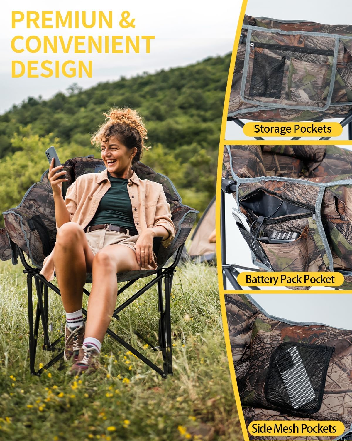 Heated Camping Chair – Oversized Moon Saucer Seat