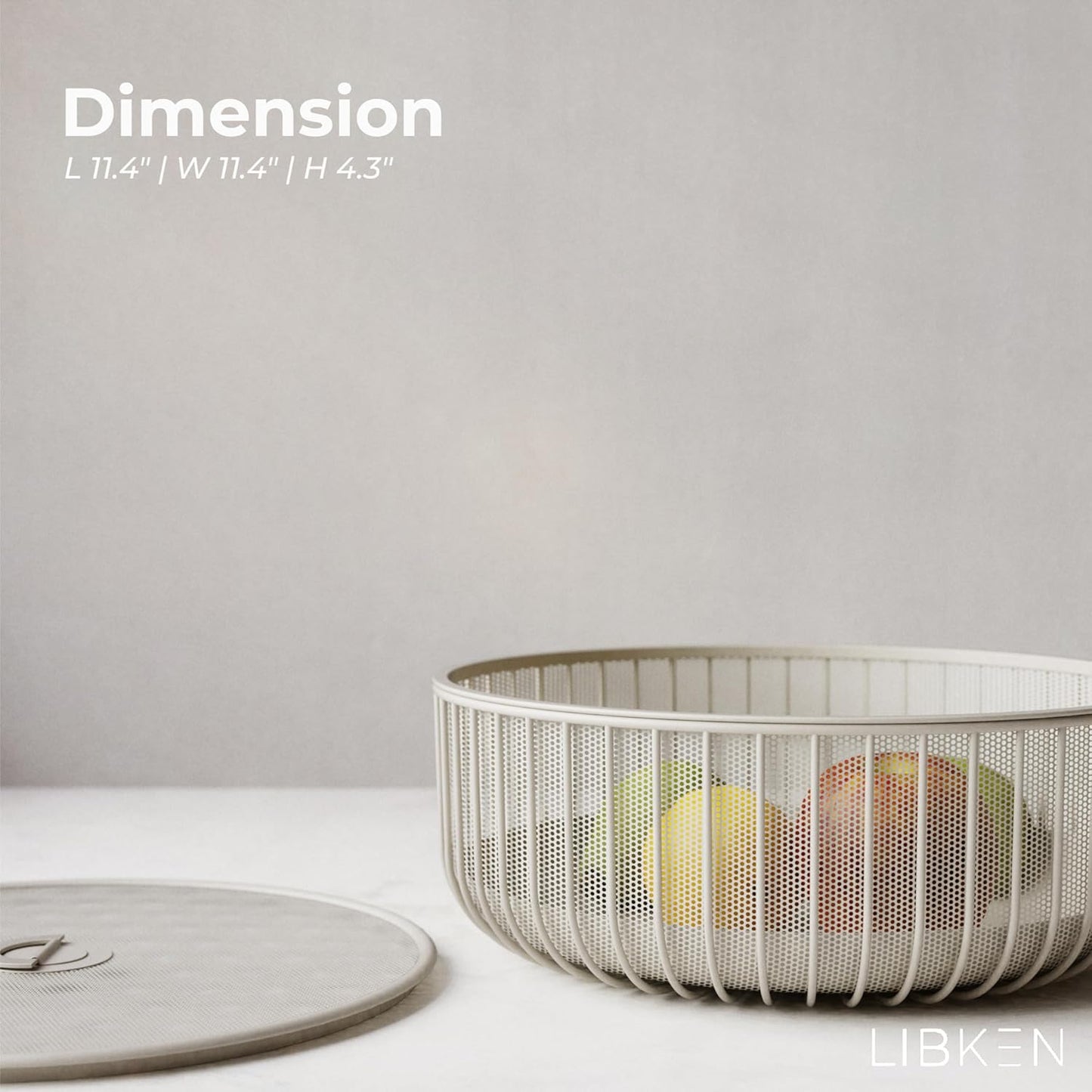 LIBKEN Black Fruit Basket with Wooden Lid – Multi-Purpose Storage Bowl