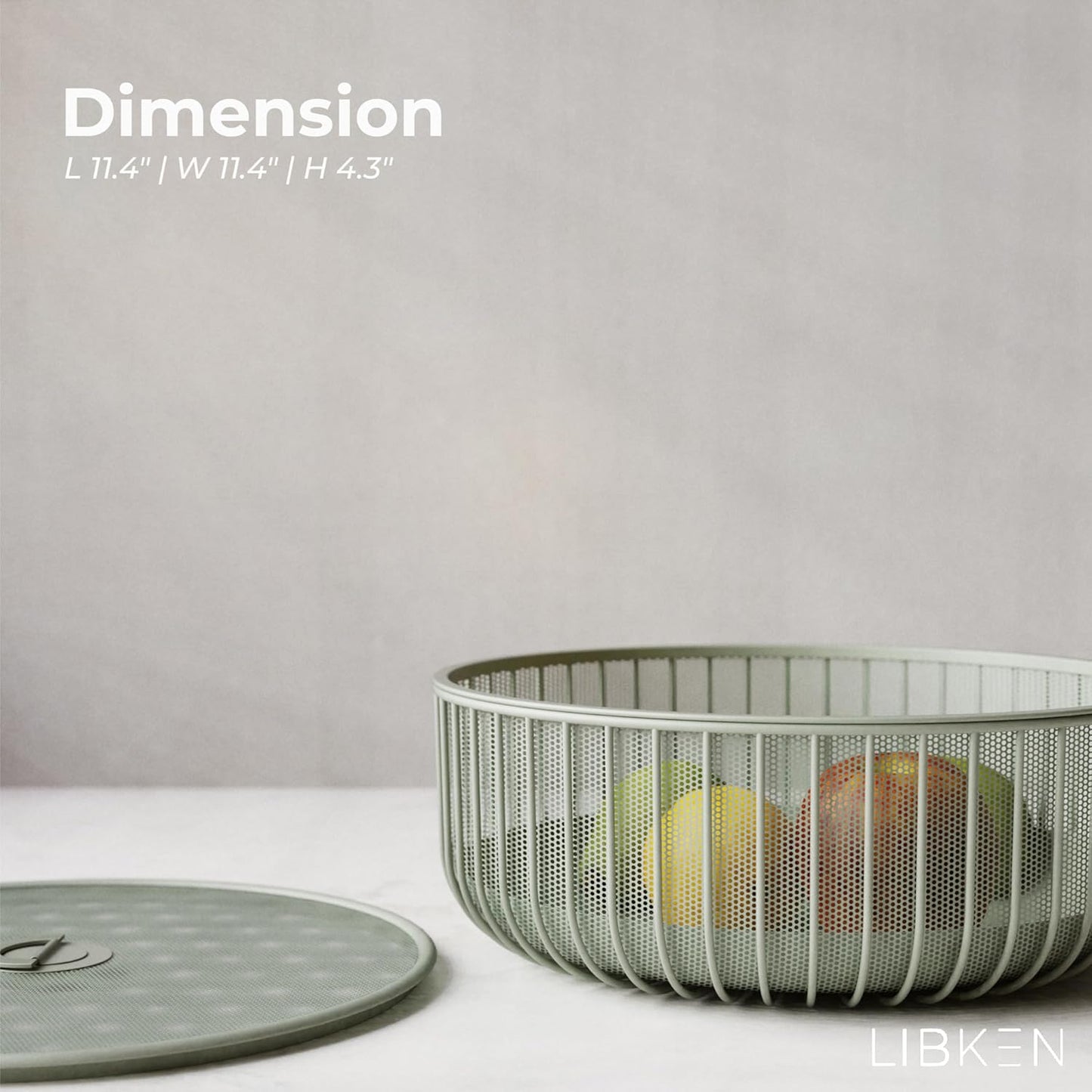 LIBKEN Black Fruit Basket with Wooden Lid – Multi-Purpose Storage Bowl