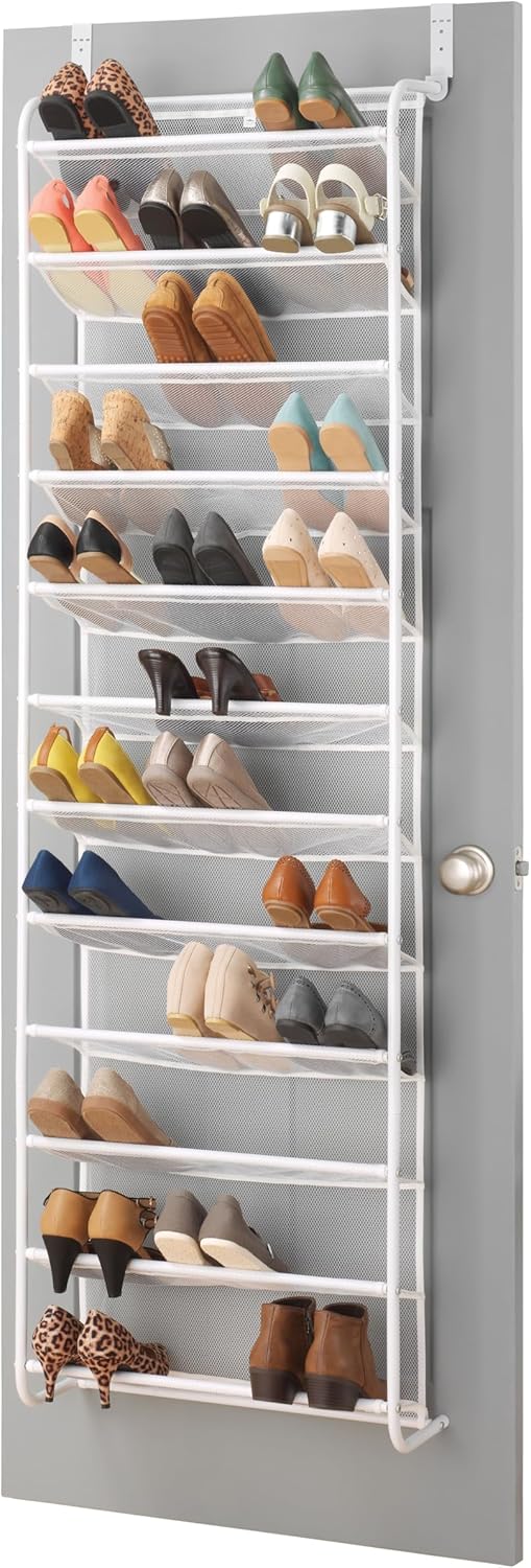 Whitmor Mesh  Metal Over-the-Door Shoe Organizer – 36 Pair Capacity
