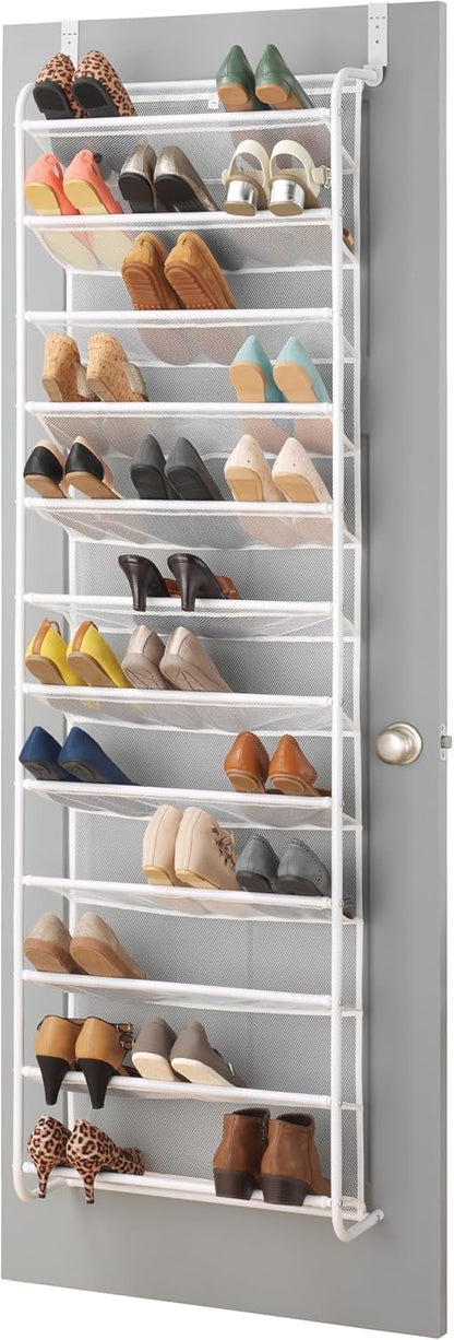 Whitmor Mesh  Metal Over-the-Door Shoe Organizer – 36 Pair Capacity