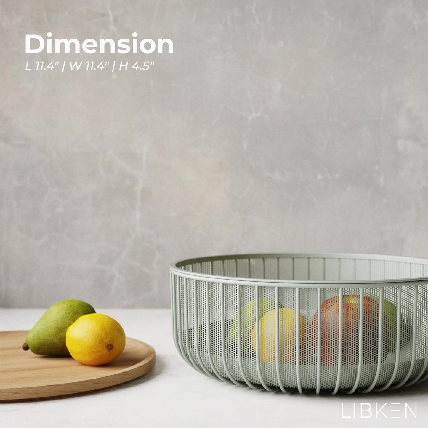 LIBKEN Black Fruit Basket with Wooden Lid – Multi-Purpose Storage Bowl