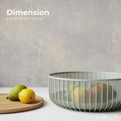 LIBKEN Black Fruit Basket with Wooden Lid – Multi-Purpose Storage Bowl