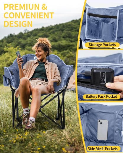 Heated Camping Chair – Oversized Moon Saucer Seat
