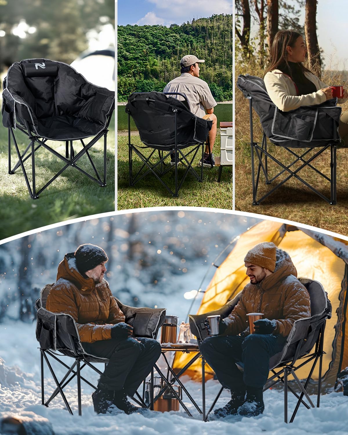 Heated Camping Chair – Oversized Moon Saucer Seat