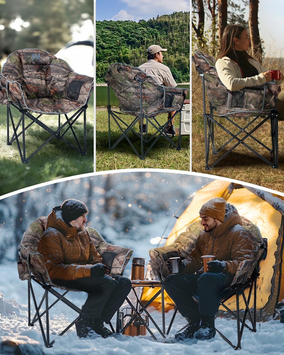 Heated Camping Chair – Oversized Moon Saucer Seat