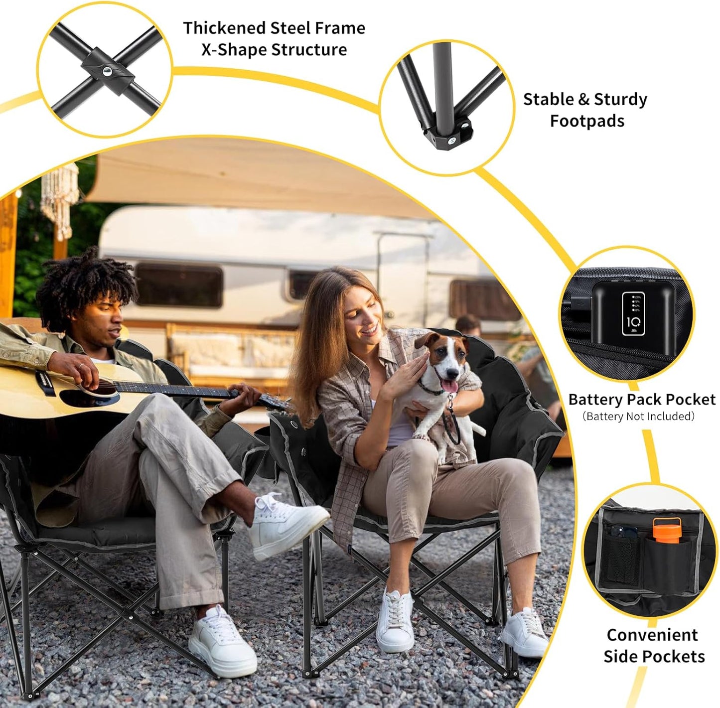 Heated Camping Chair – Oversized Moon Saucer Seat