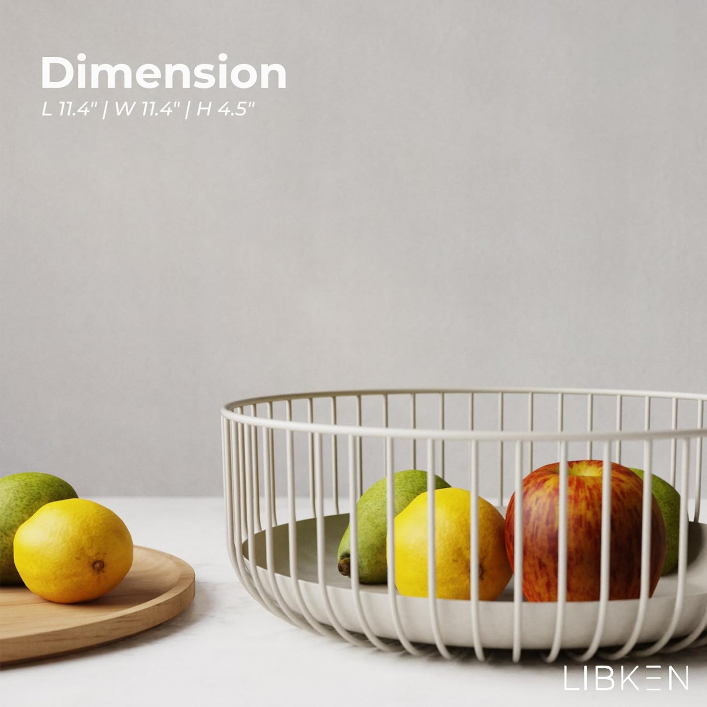 LIBKEN Black Fruit Basket with Wooden Lid – Multi-Purpose Storage Bowl