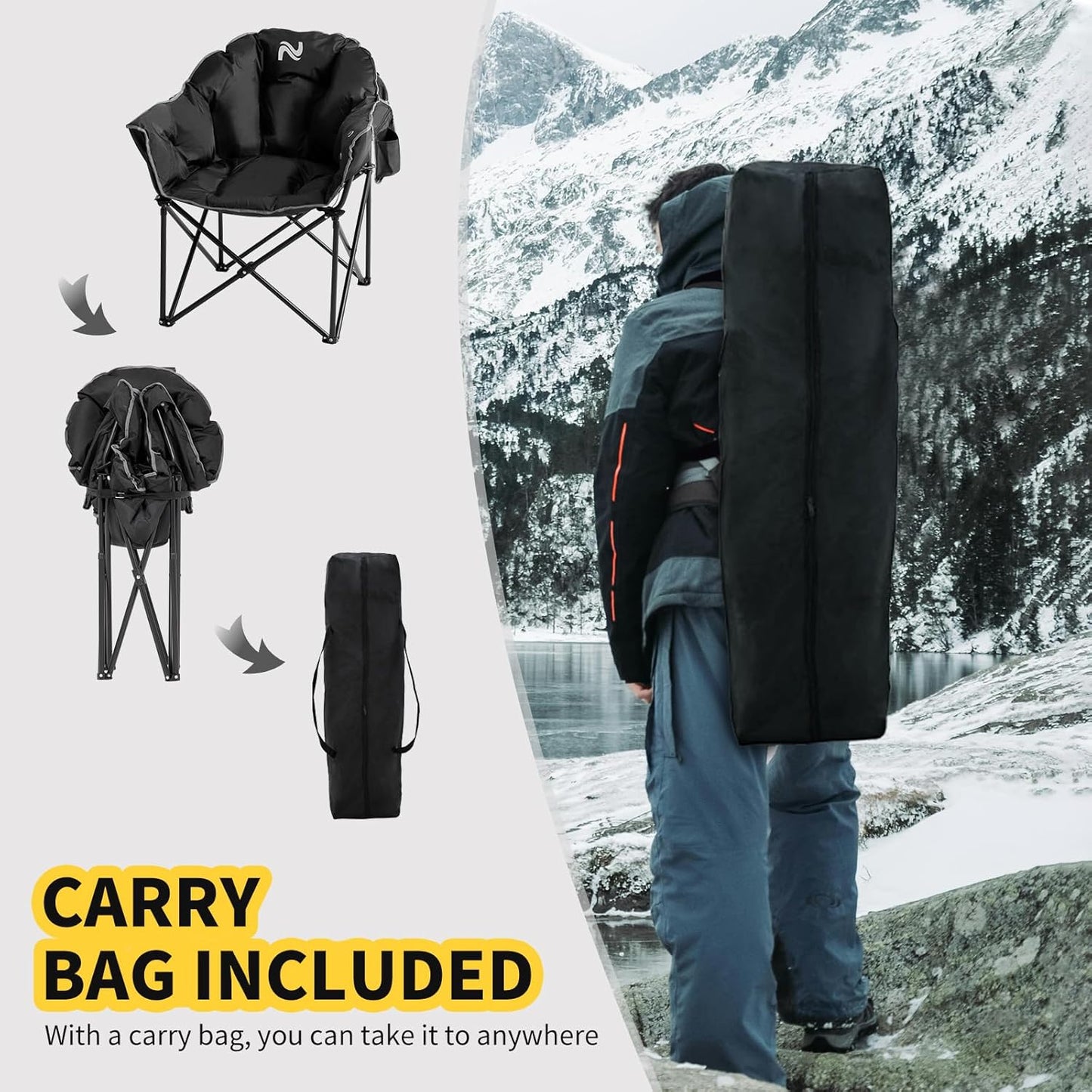Heated Camping Chair – Oversized Moon Saucer Seat