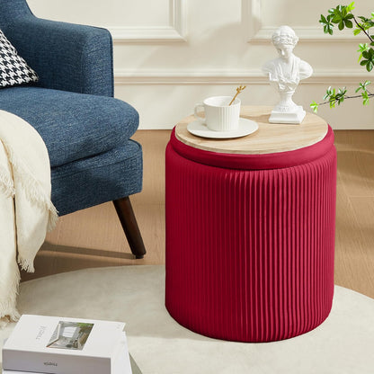 Sam Legend Round Ottoman with Storage – Velvet Vanity Stool