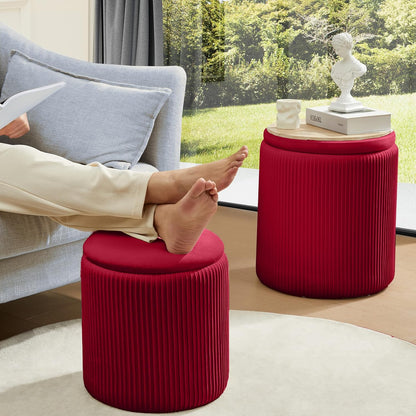 Sam Legend Round Ottoman with Storage – Velvet Vanity Stool
