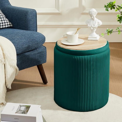 Sam Legend Round Ottoman with Storage – Velvet Vanity Stool