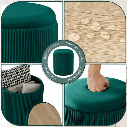 Sam Legend Round Ottoman with Storage – Velvet Vanity Stool